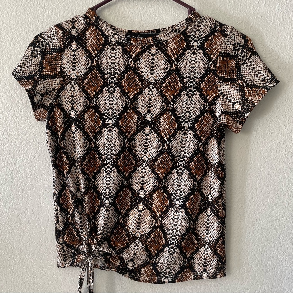 Snakeskin Print Fitted Top
